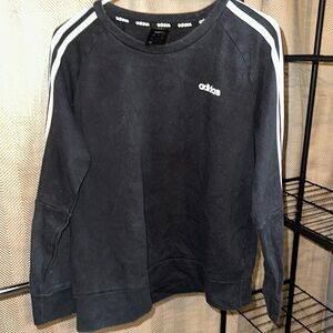 Black adidas crewneck with white stripes size medium